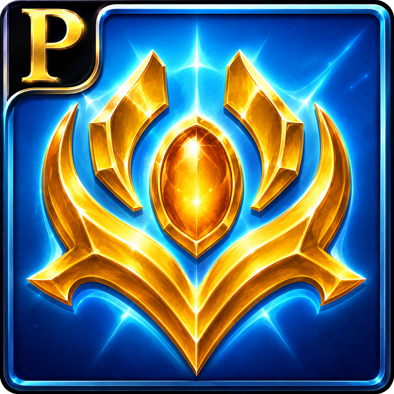 Emblem of Brahma the Creator — golden sacred sigil cradling a glowing amber gem