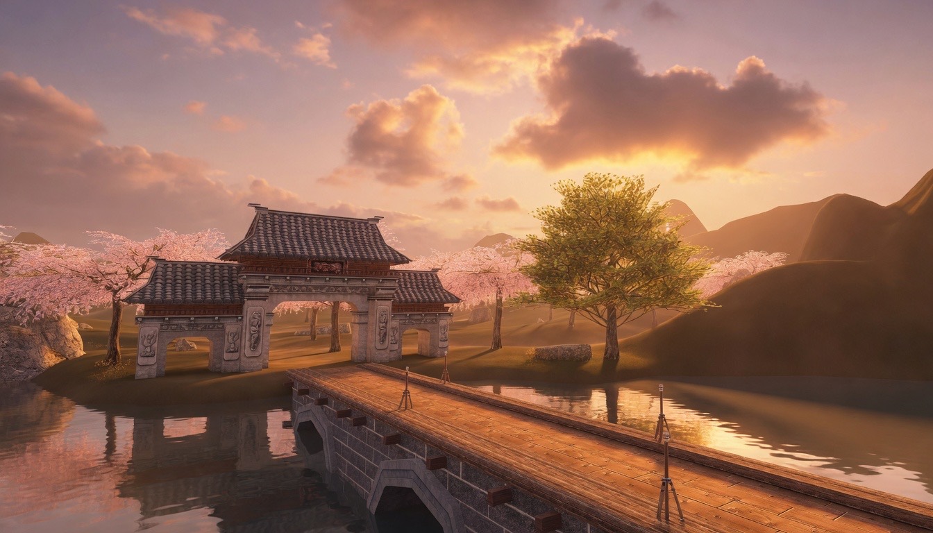 The frontier landscapes of Jina at golden hour